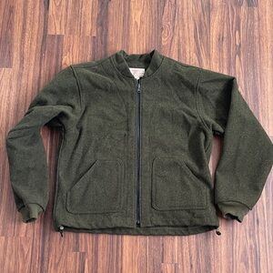 Filson Mackinaw Wool Green Zip-Up Made in USA